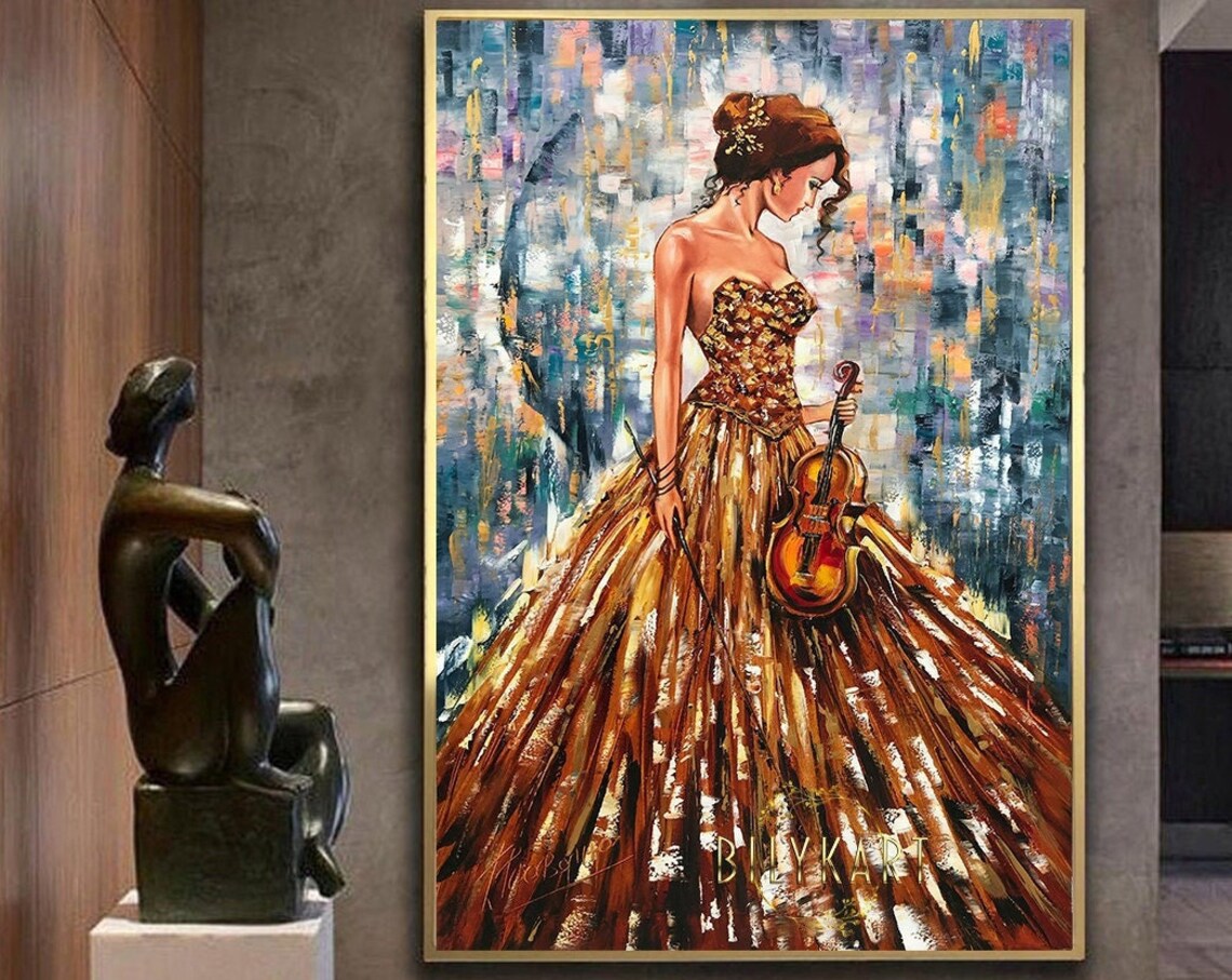 Abstract Woman Playing Violin, Portrait Art Print