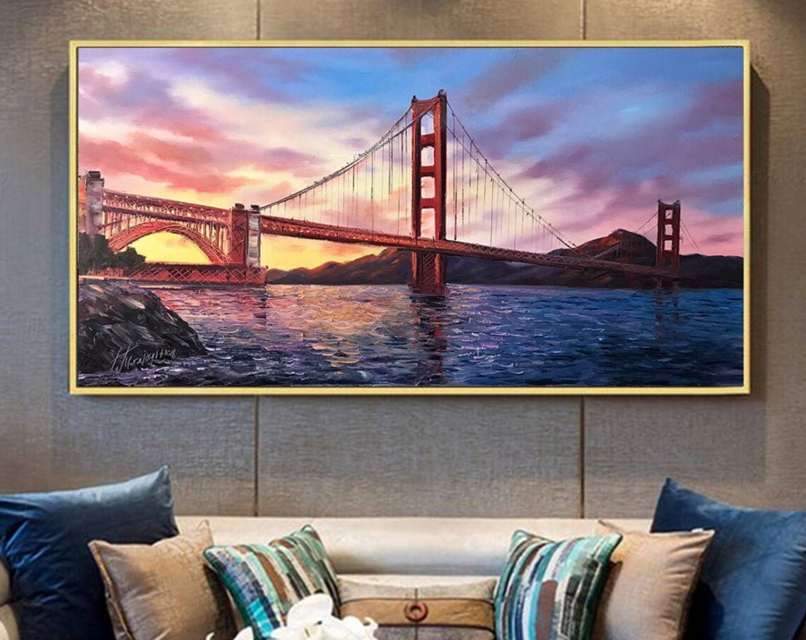 San Francisco Golden Gate Bridge Sunset Poster Print - Image 2