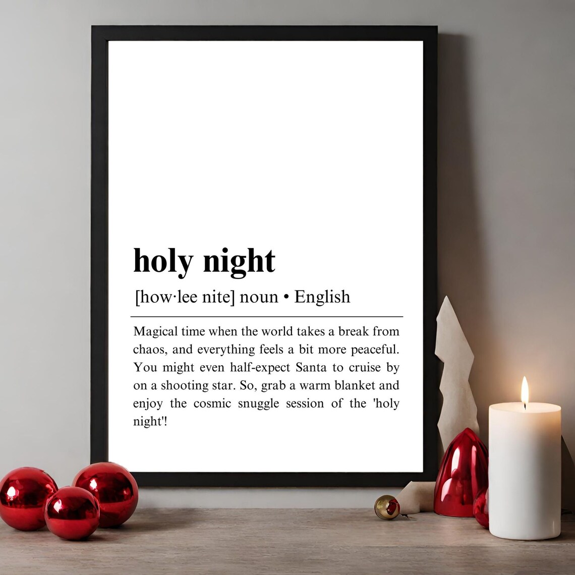 Holy Night Definition Poster Peaceful Christmas Season Wall Decor - Image 2