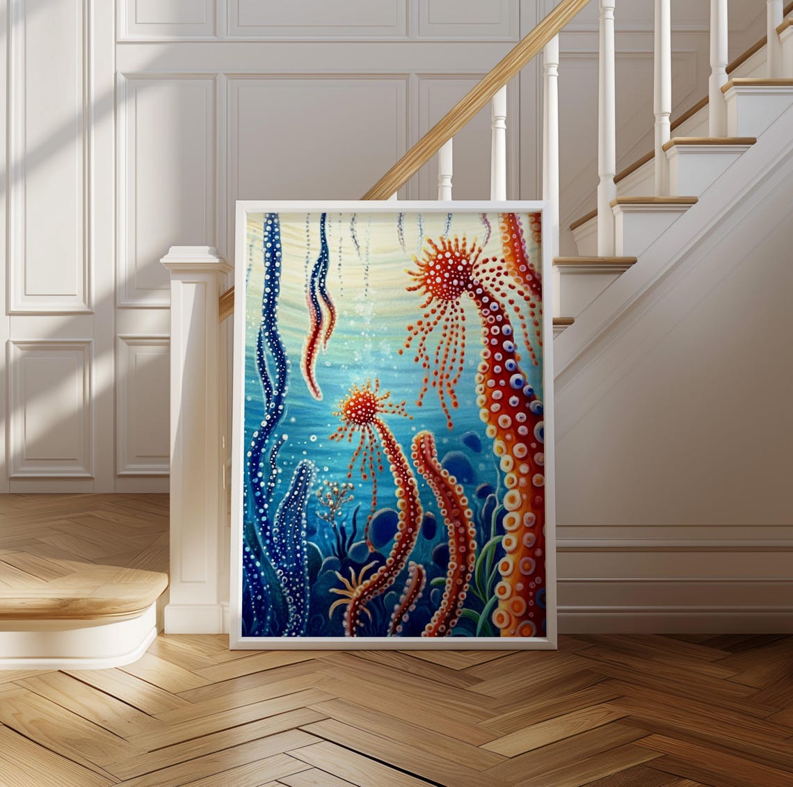 Surreal Dotted Tentacle Reef in the Turquoise Sea Art Poster - Image 2