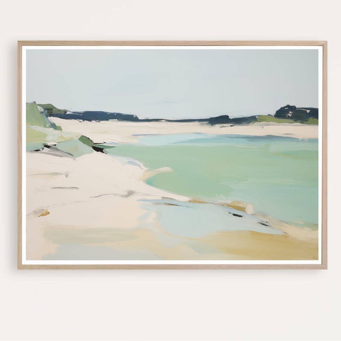 Abstract Beach Print Ocean Painting Coastal Landscape Wall Art Seascape Calm Printdigital