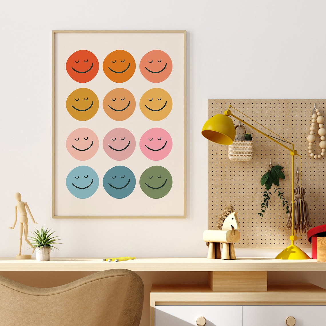 Retro Smiley Face Print, Boho Rainbow Nursery Art - Image 2