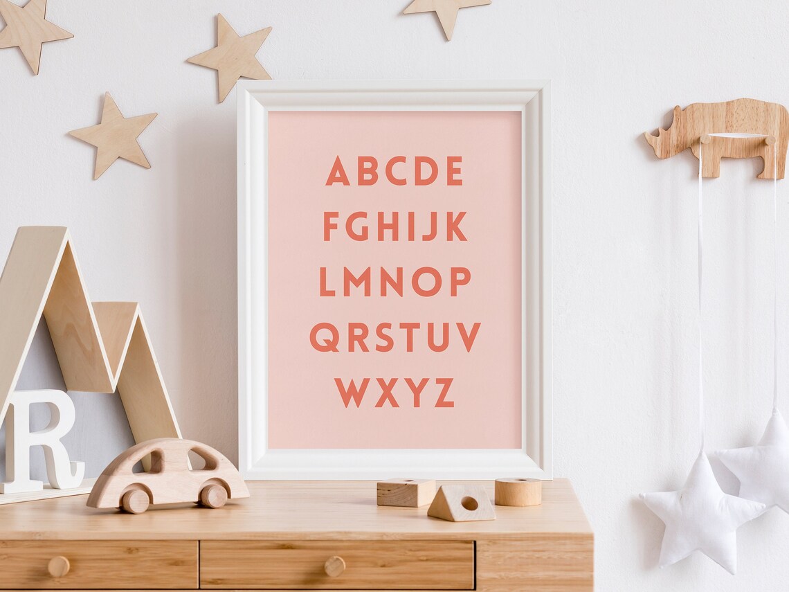 Pink Alphabet Kids Print, Modern Scandinavian Poster - Image 5