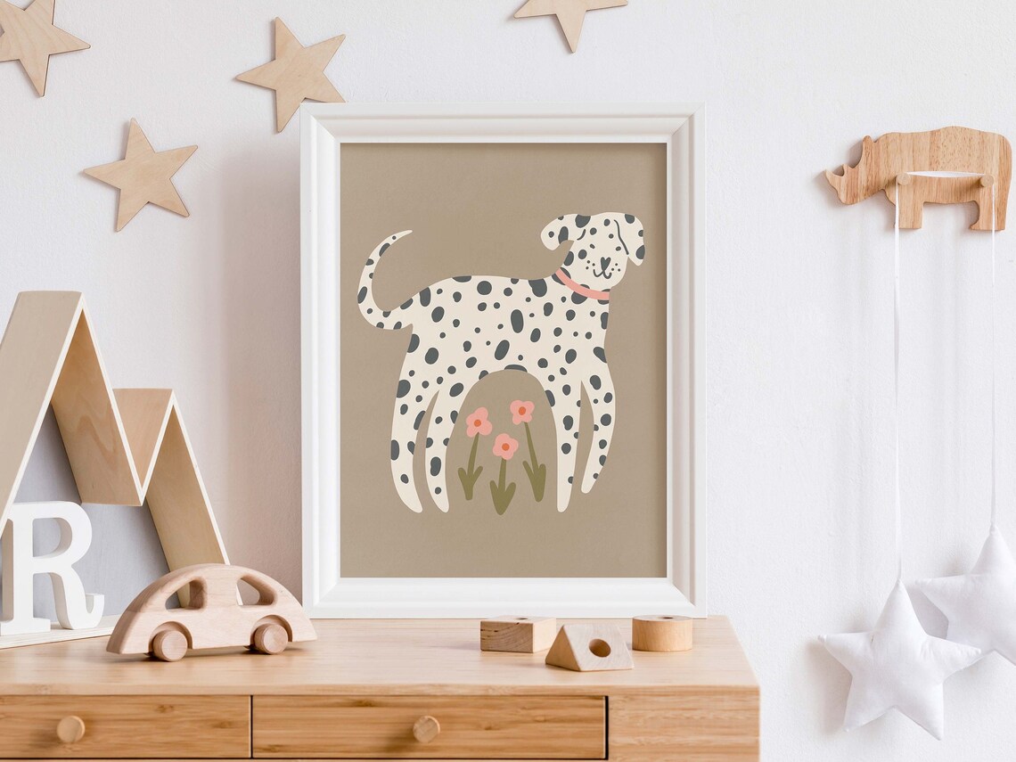 Cute Dalmatian Boho Kids Art Print, Neutral Nursery Decor - Image 5