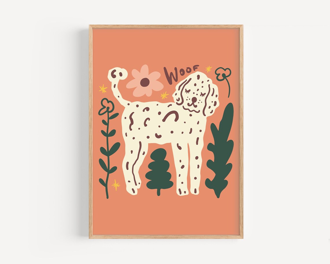 Cute Dog Poster, Whimsical Poodle Nursery Decor