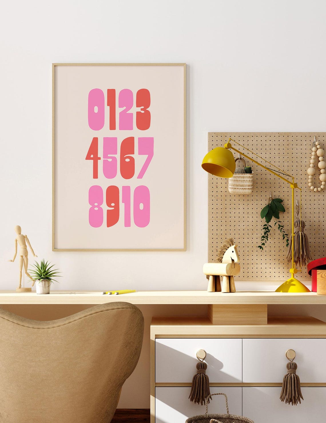 Pink Number Chart 0 To 10 Chunky Bold Kids Learning Wall Poster - Image 4