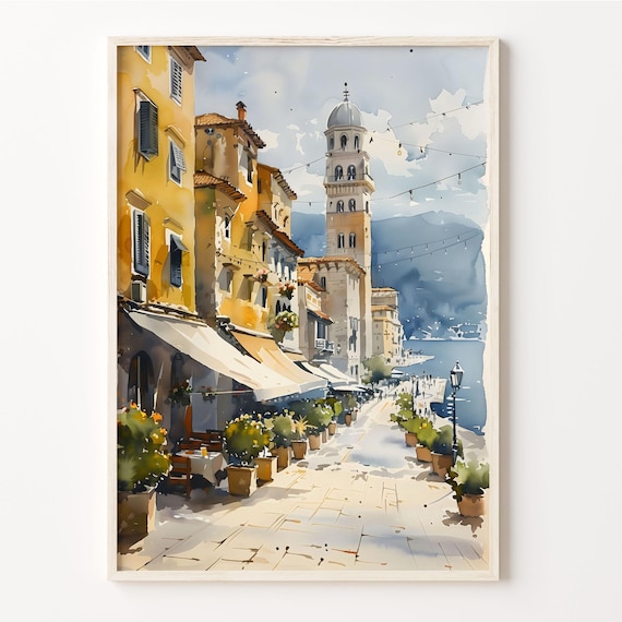 Croatia Split Dubrovnik Hvar Trogir Watercolor Travel Poster