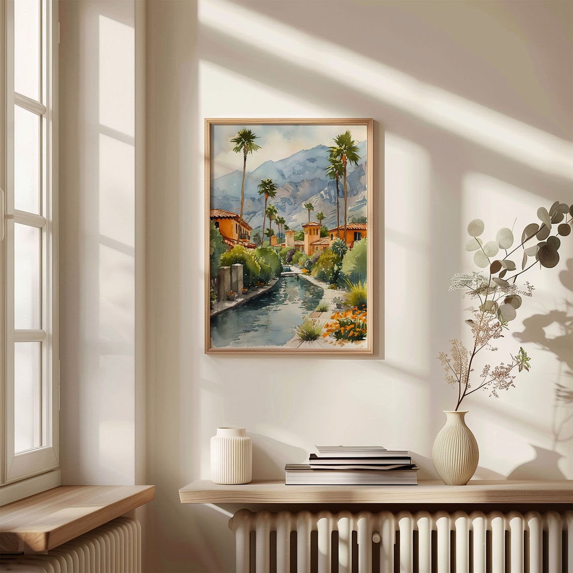 Palm Springs California Palms Canal Mountain View Watercolor Poster - Image 4