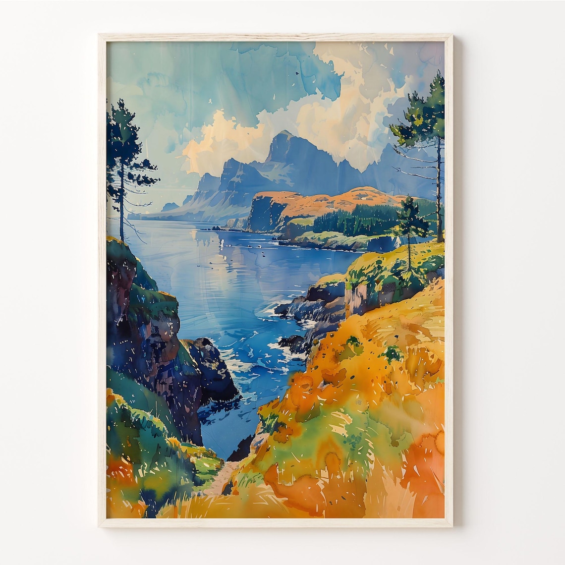 Isle Of Skye Scotland Highland Coastal Cliffs Watercolor Poster