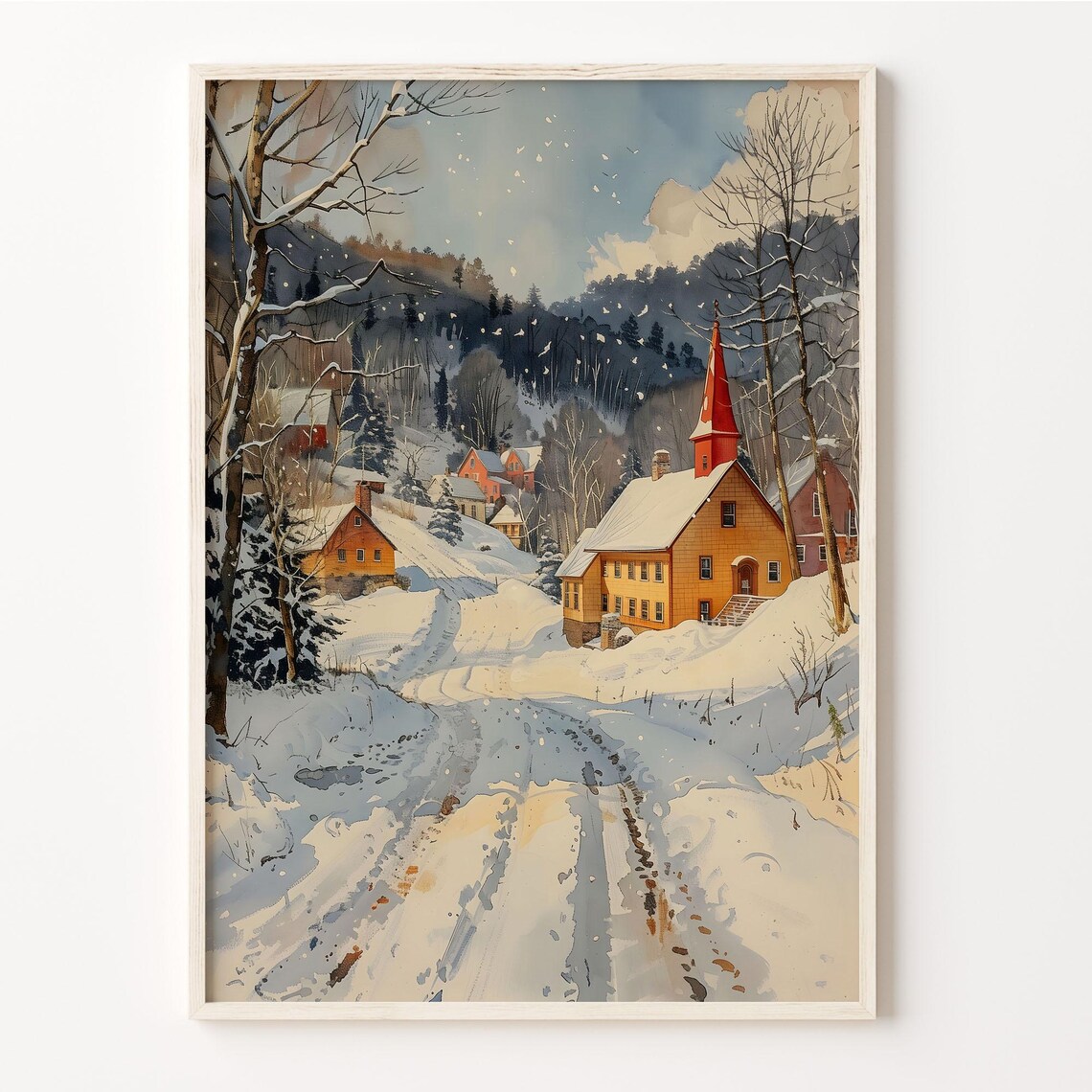 Vermont Watercolor Painting, Stowe Travel Poster