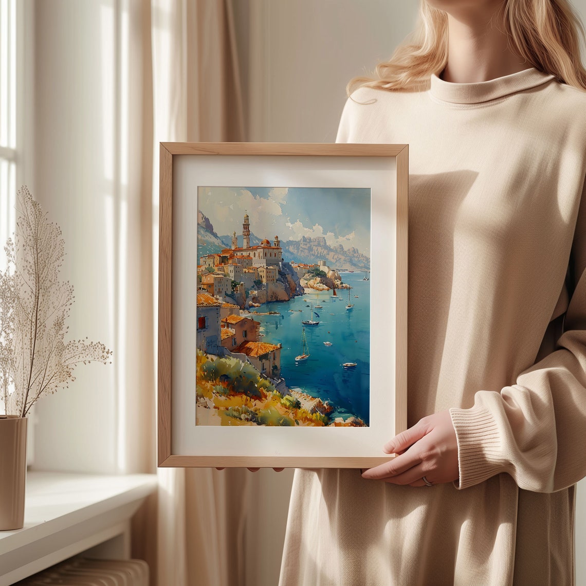 Marseille Watercolor Painting French Riviera Poster City Skyline Wall Art Provence Travel Print Housewarming Gift C30 485 - Image 2