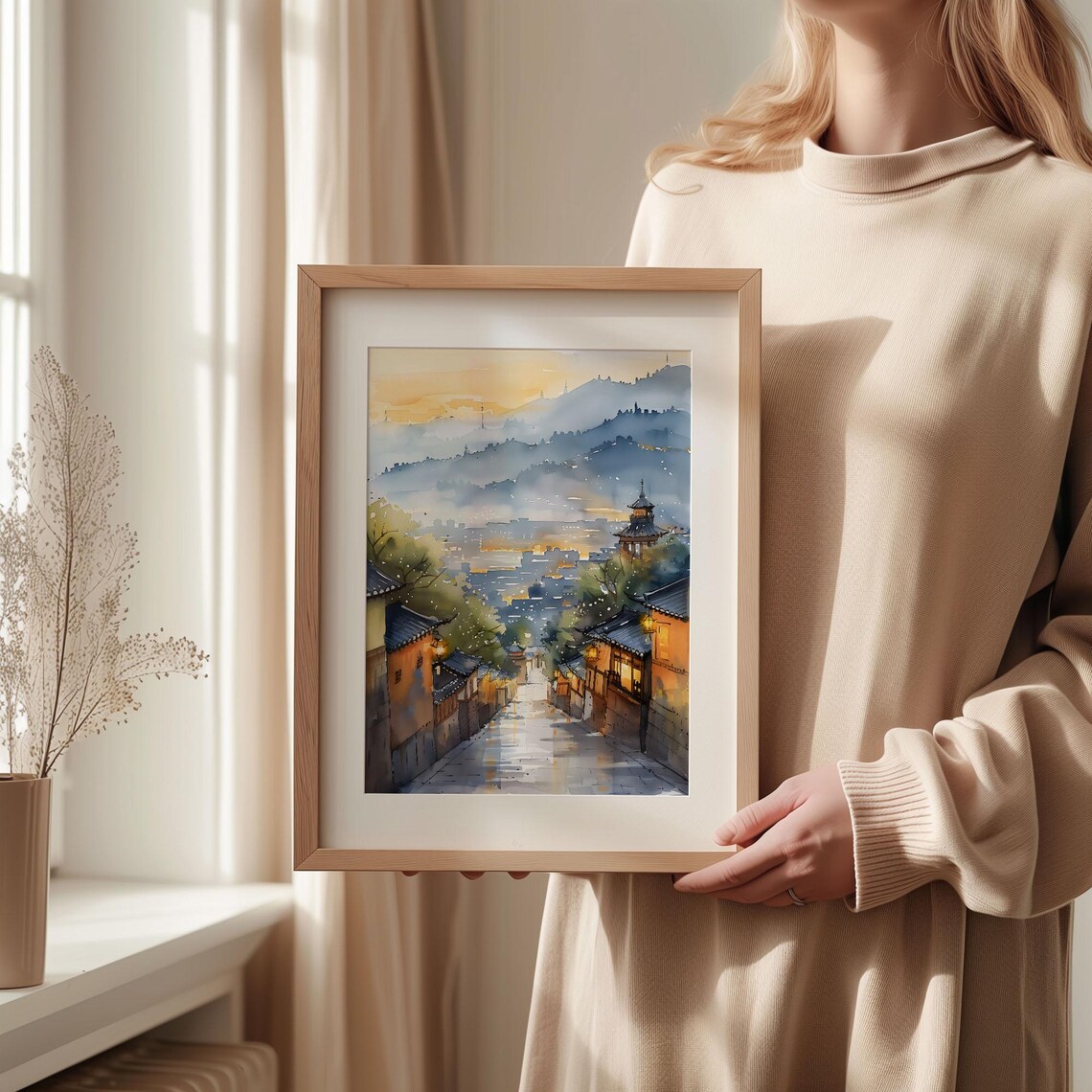 Seoul Watercolor Travel Poster, South Korea Wall Art - Image 2