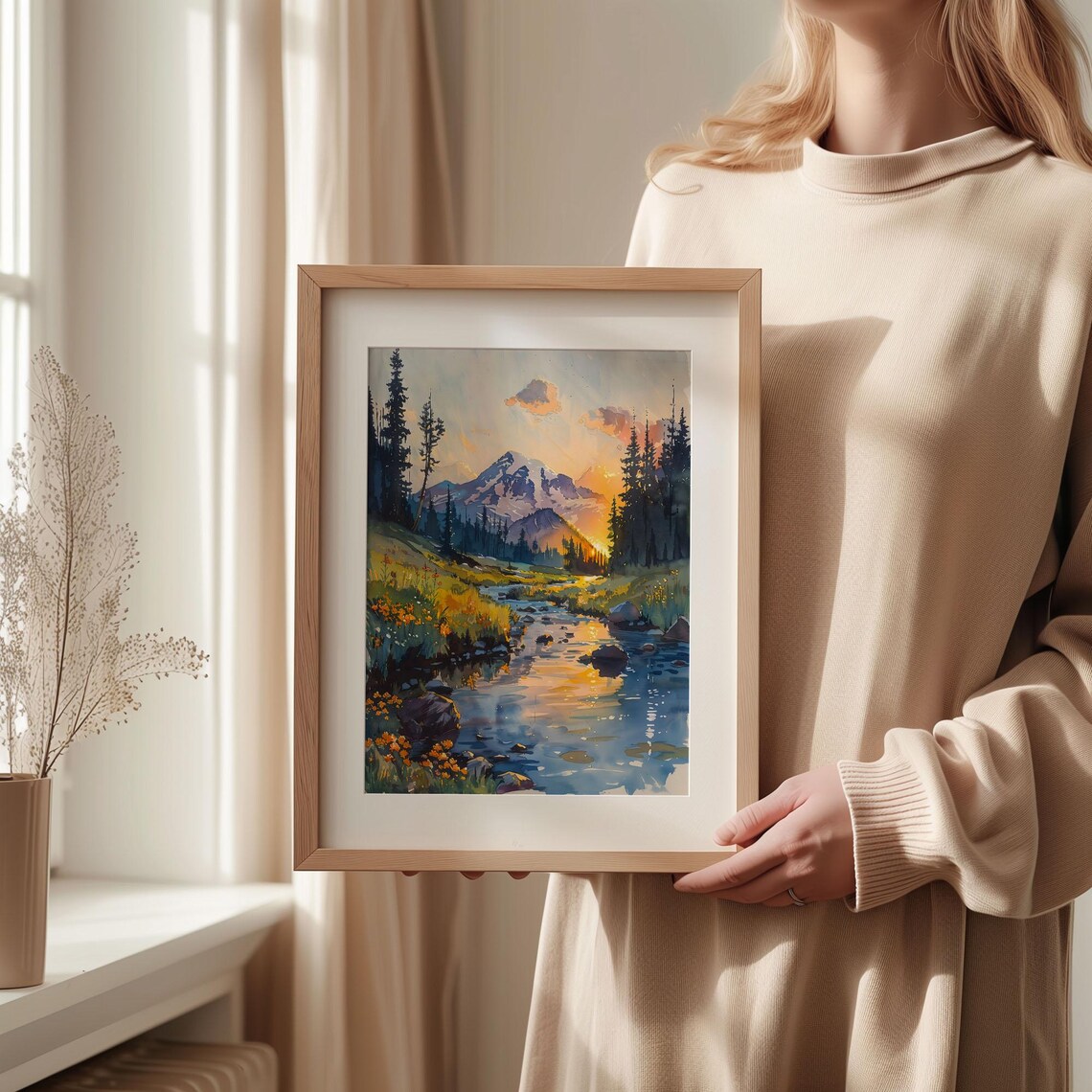 Mount Rainier Watercolor Painting Art Print, Washington - Image 2