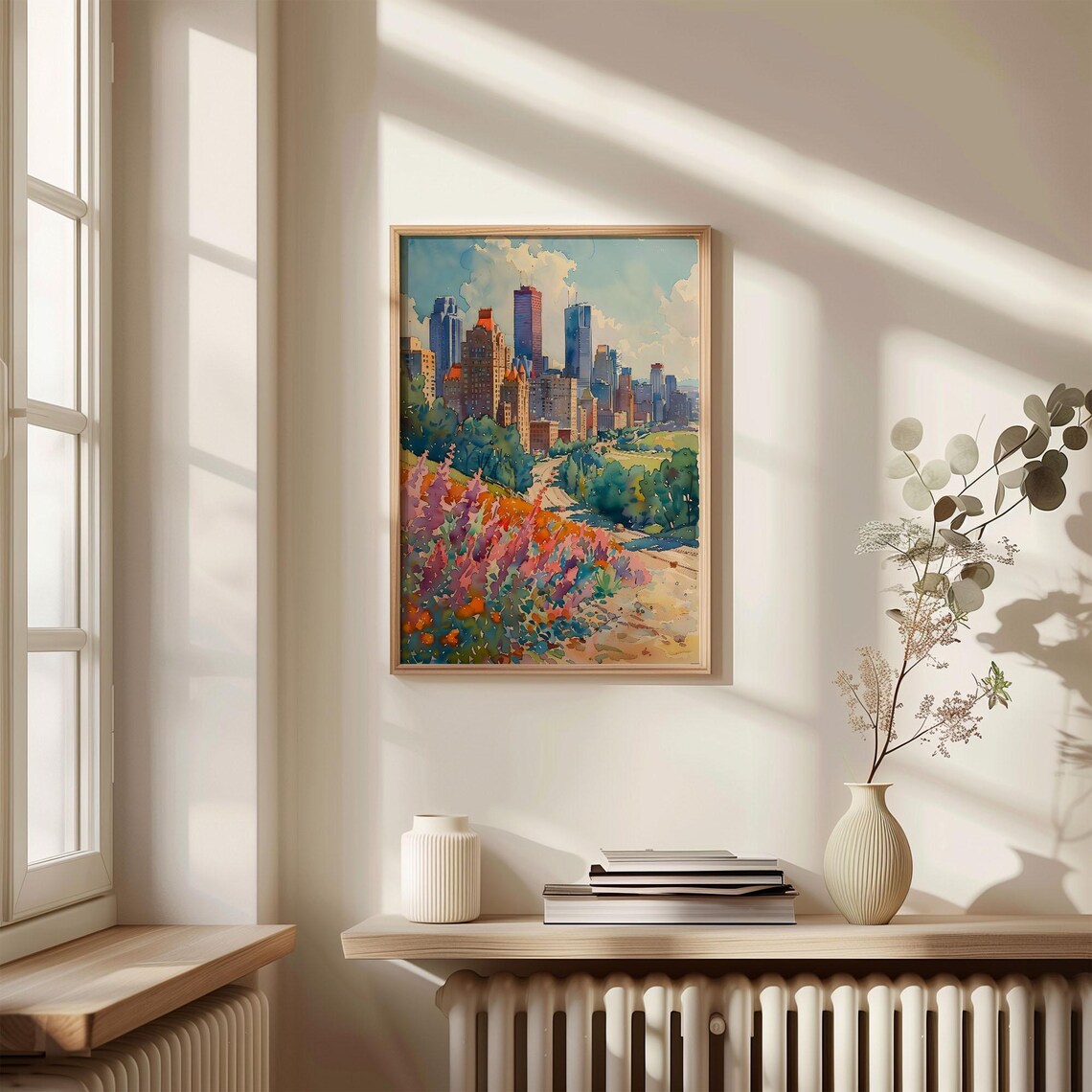 Calgary Canada City Skyline Wildflower Watercolor Painting Poster - Image 4