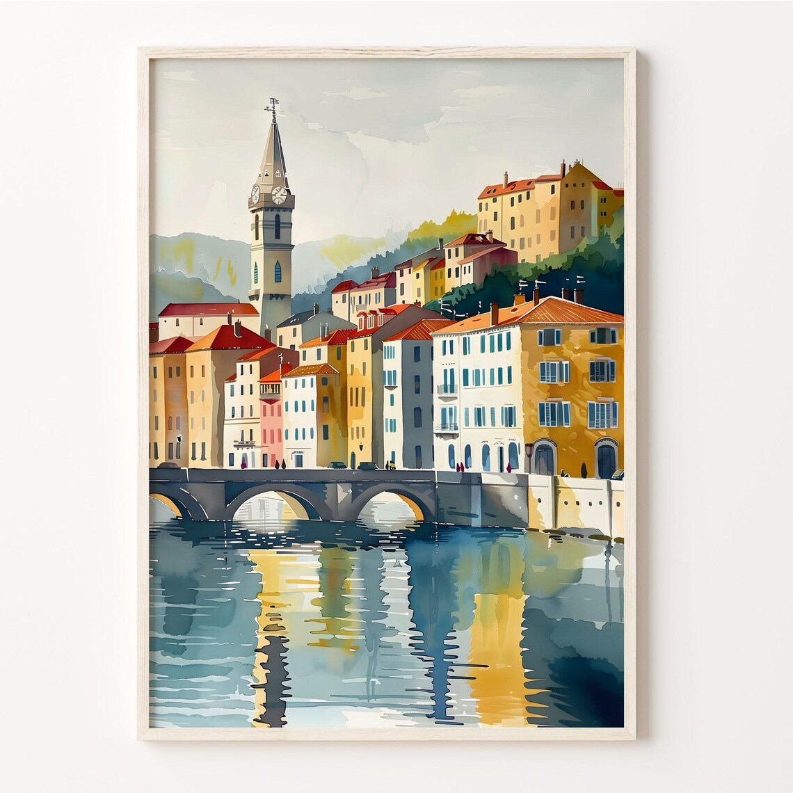 Bayonne Watercolor Painting France Poster Beach Wall Art Basque Country Print Europe Travel Gift Wall Decor C30 958