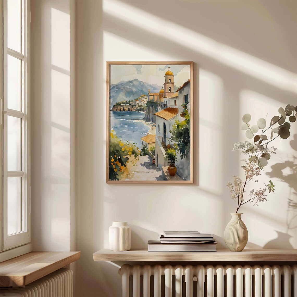 Sicily Coast Italy Watercolor Travel Poster, Landscape - Image 4