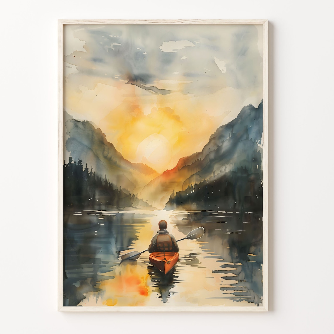 Watercolor Go Kayaking Travel Poster Art Print