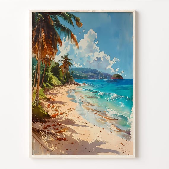 Belize Watercolor Painting Wall Art Caribbean Travel Poster Home Dcor Belize Gift Art Lovers Belize Wall Art C30 563