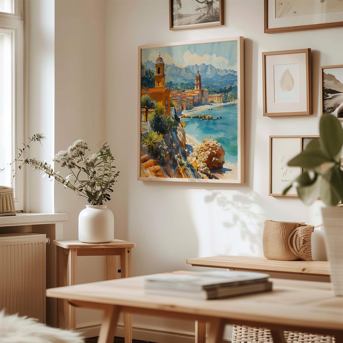 Menton Watercolor Painting Menton Print France Wall Art Menton Poster Cte Dazur Wall Art French Riviera Painting C30 745 - Image 3