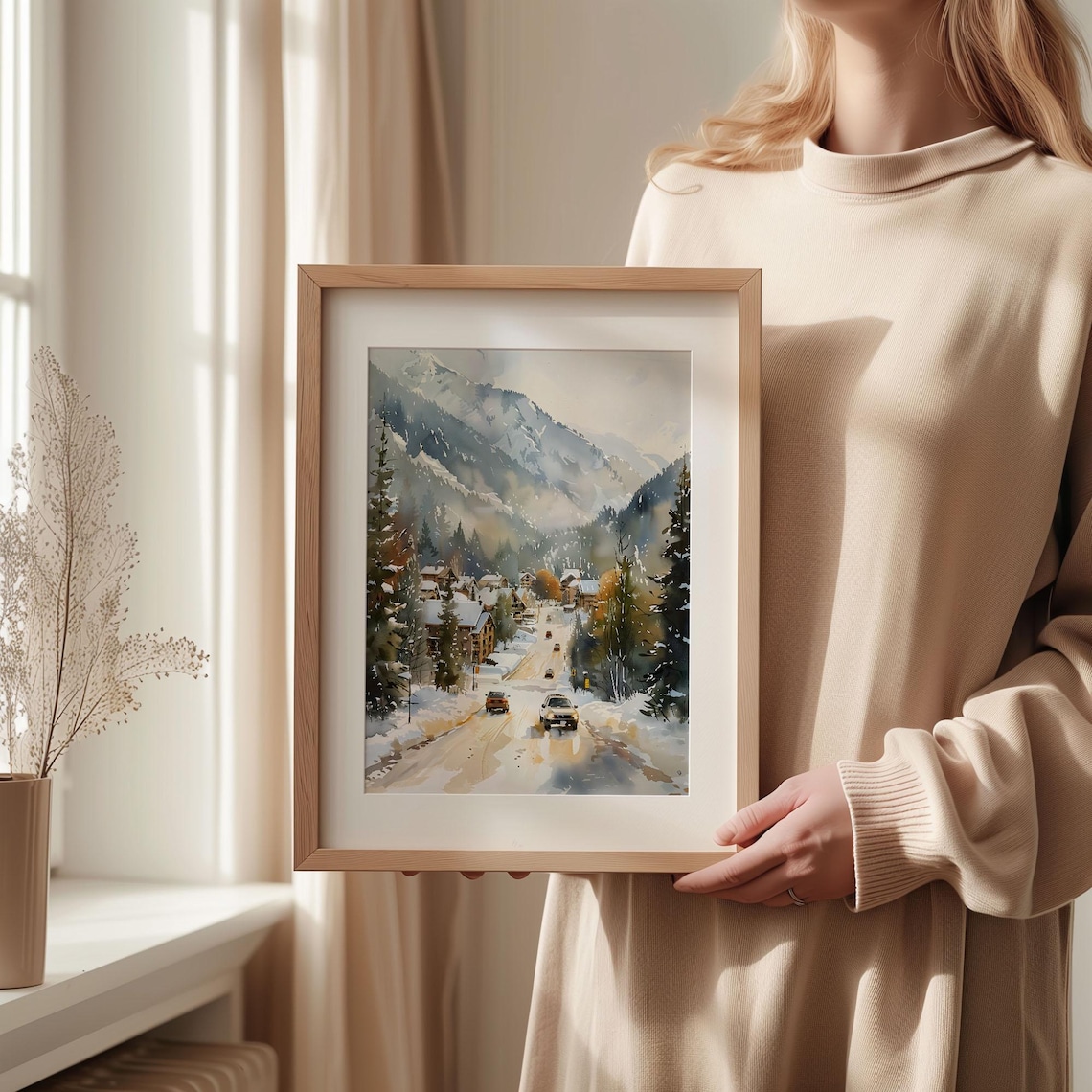 Breckenridge Colorado Watercolor Ski Poster, Custom Art Print - Image 2