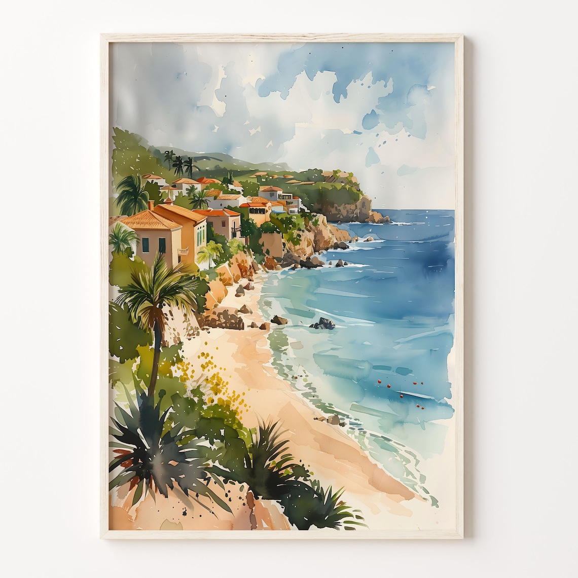 Barbados Watercolor Travel Poster, Caribbean Wall Art