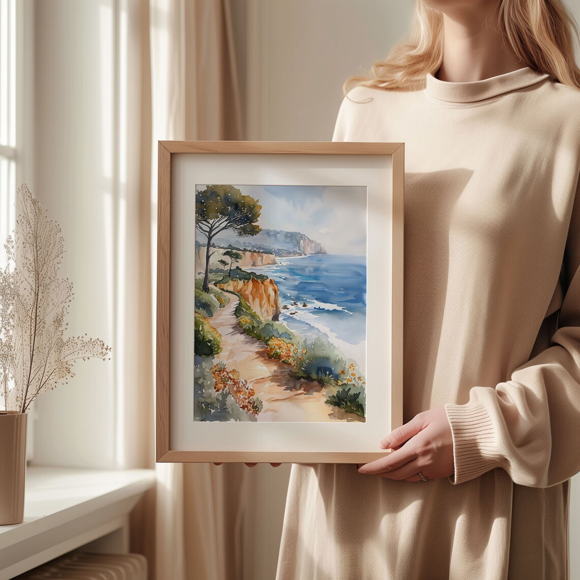 Torrey Pines Watercolor Painting San Diego Travel Poster - Image 2