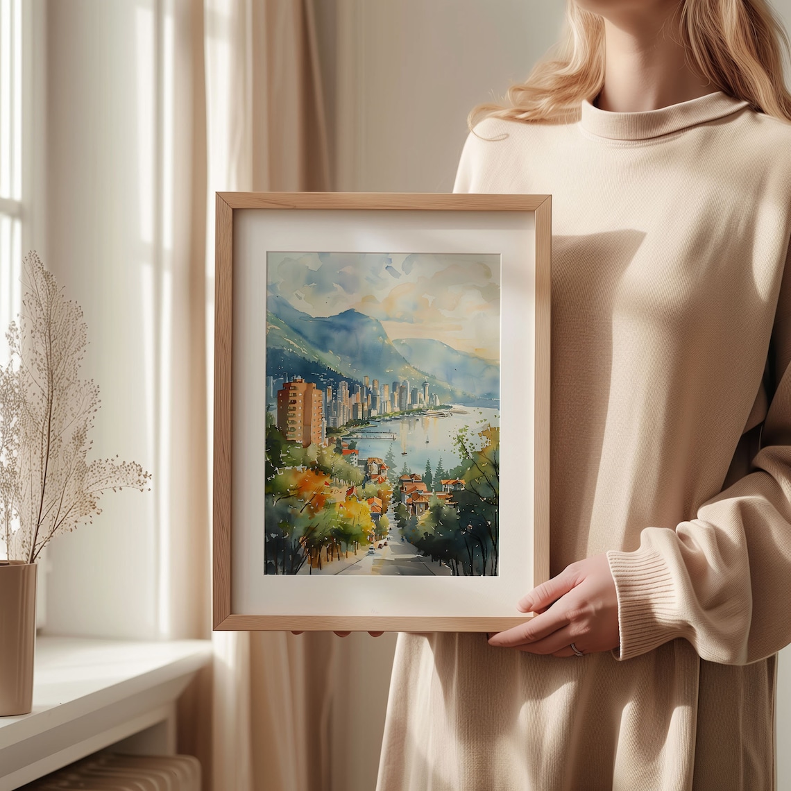 Vancouver Evening Watercolor Art Print, Canada - Image 2