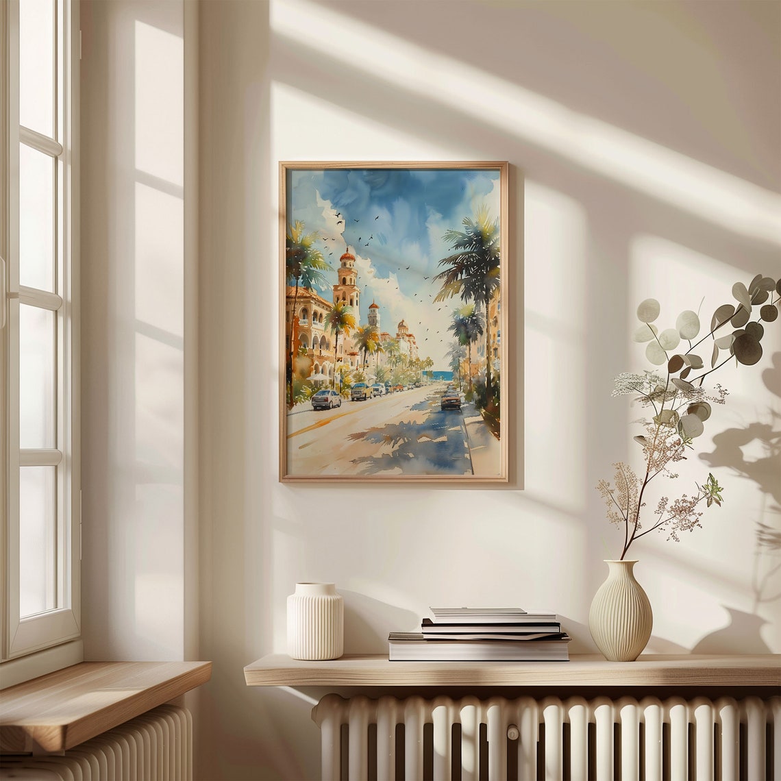 Florida Palm Boulevard Mediterranean Architecture Watercolor Poster - Image 4