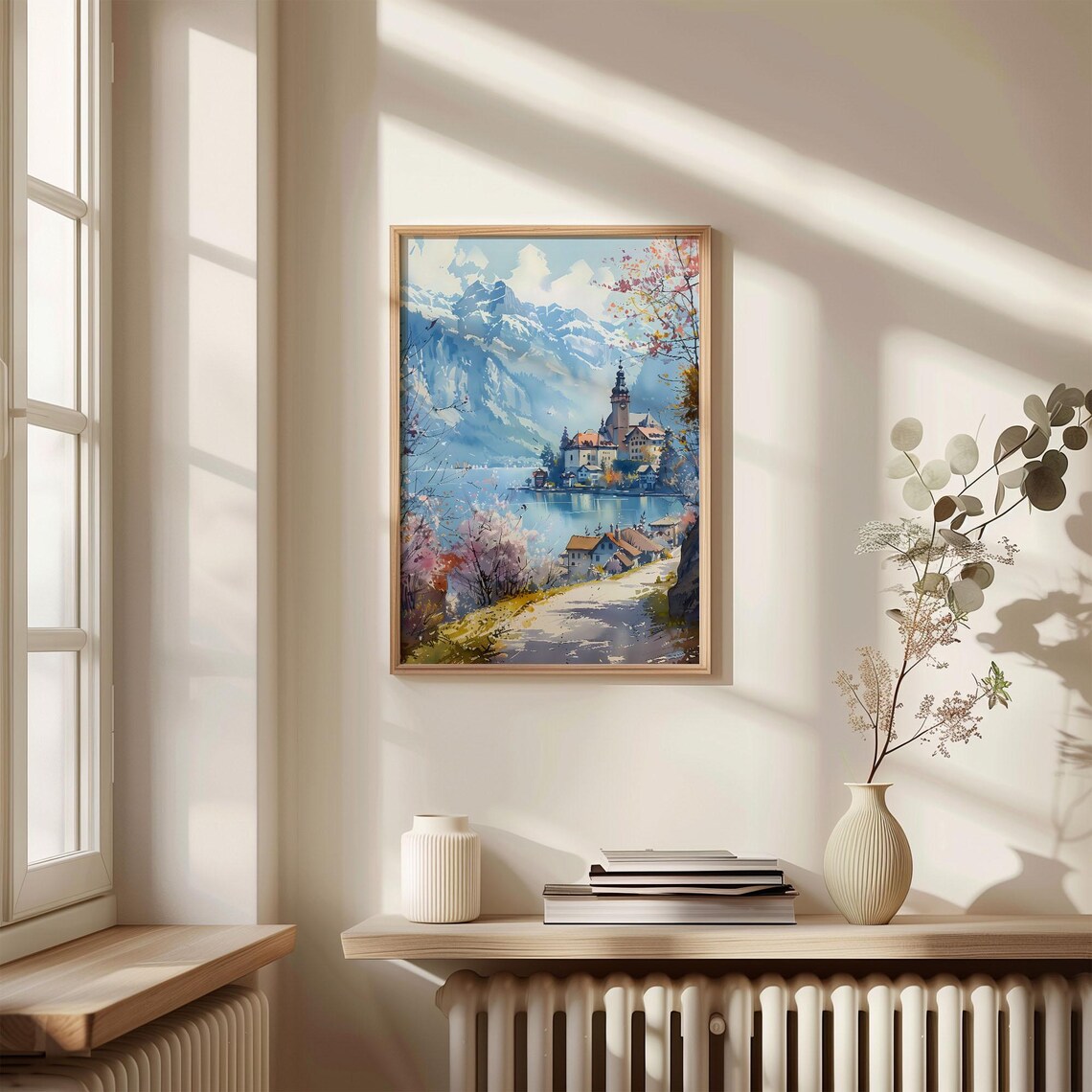 Interlaken Watercolor Painting, Switzerland Travel Poster - Image 4