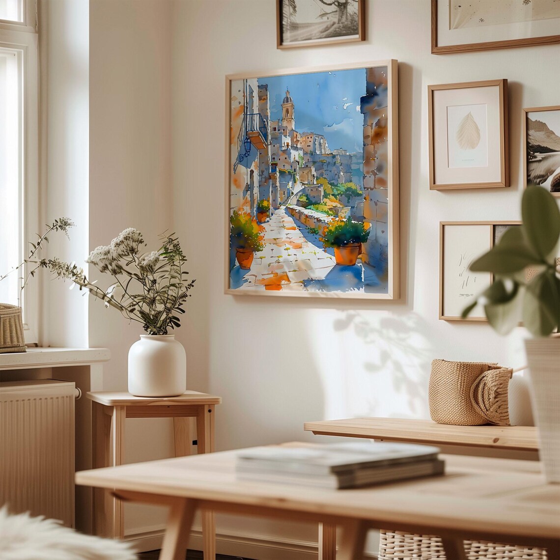 Matera Watercolor Painting, Italy Travel Poster - Image 3