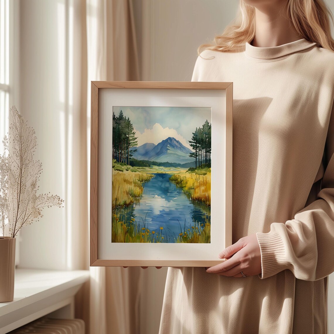 Connemara National Park Ireland River Watercolor Painting Poster - Image 2