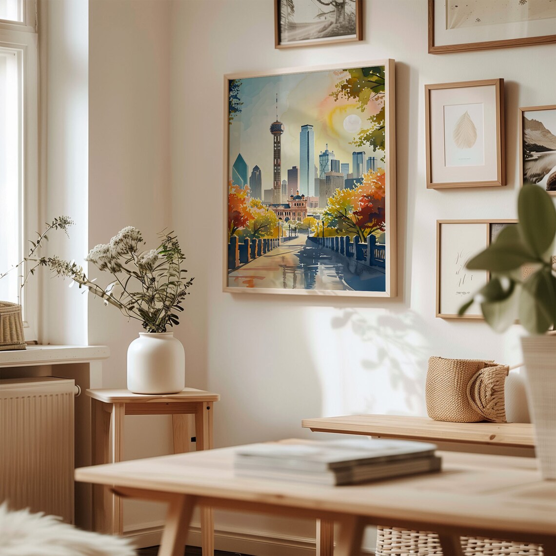 Dallas Skyline Watercolor Travel Poster, Texas - Image 3