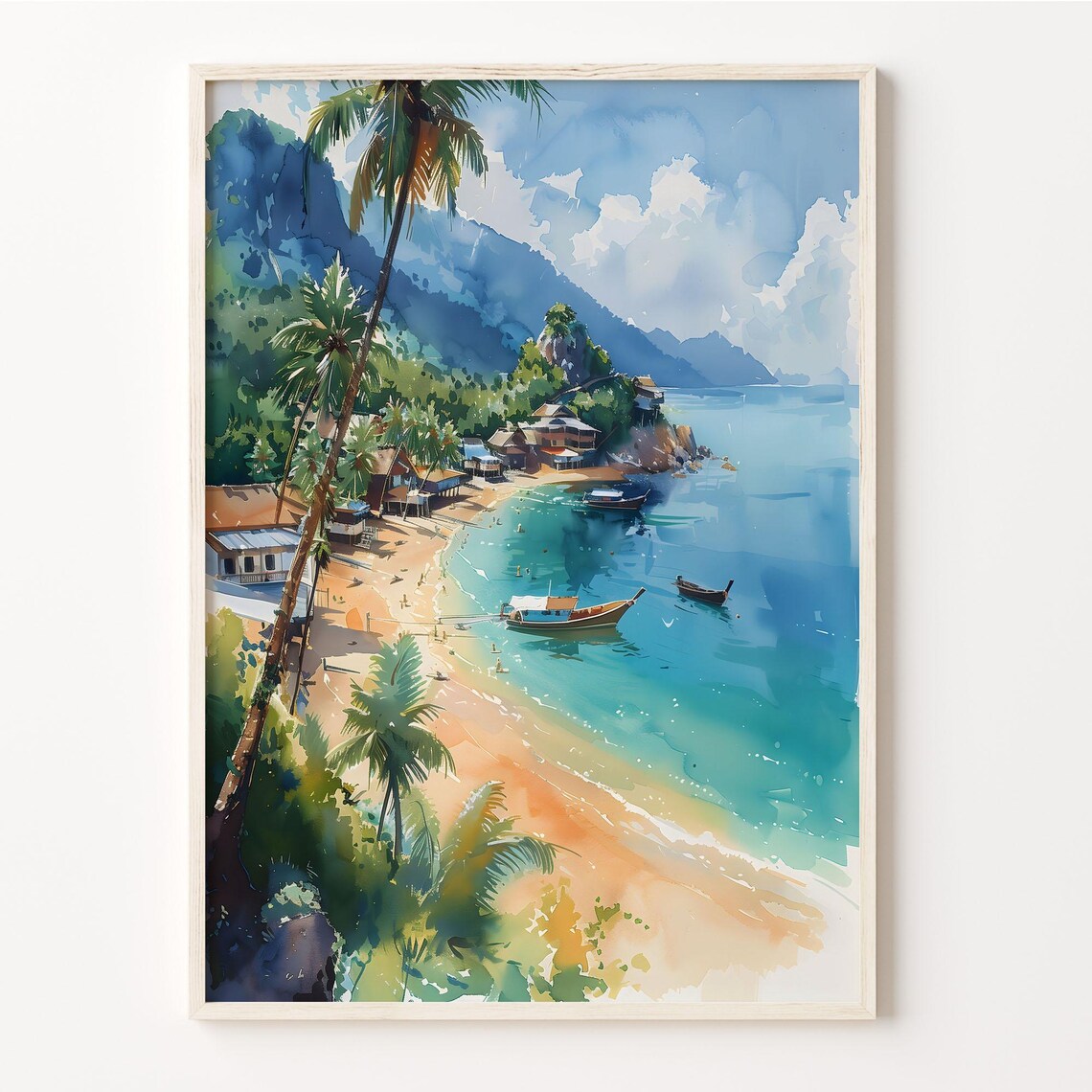 Koh Samui Watercolor Travel Poster, Thailand Art Print