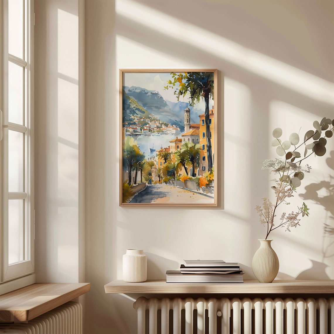 Split Croatia Bell Tower Palm Coast Mountains Watercolor Travel Poster - Image 4