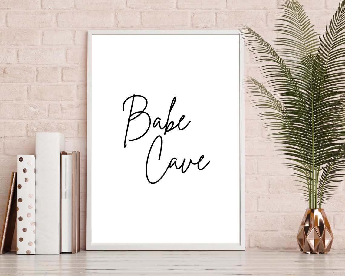 Fun Babe Cave Script Typography Minimalist Home Decor Poster