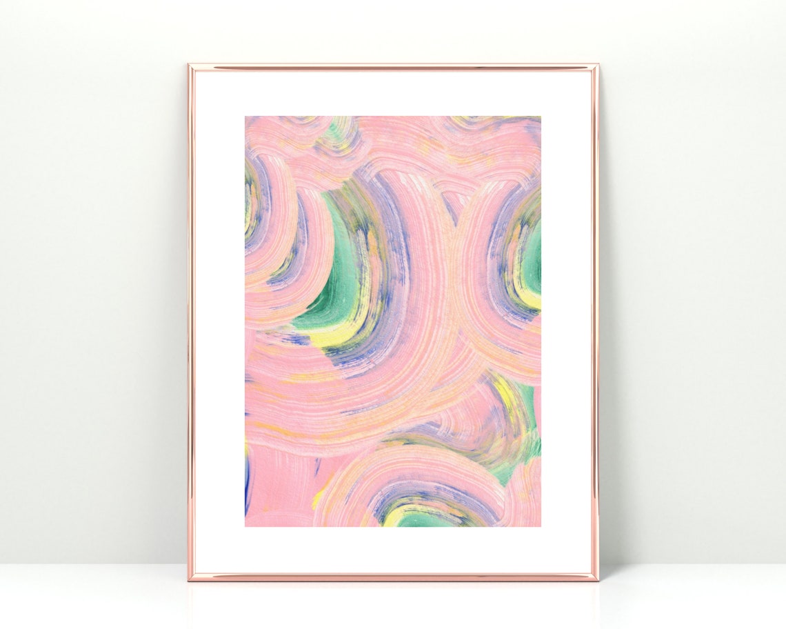 Modern Pastel Pink Swirls Abstract Handpainted Brushstroke Poster