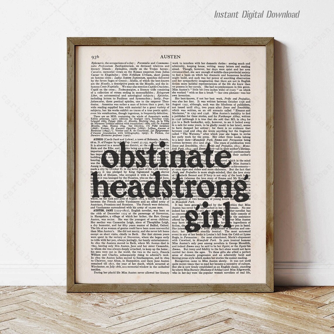 Jane Austen Quote, Pride And Prejudice Art Print