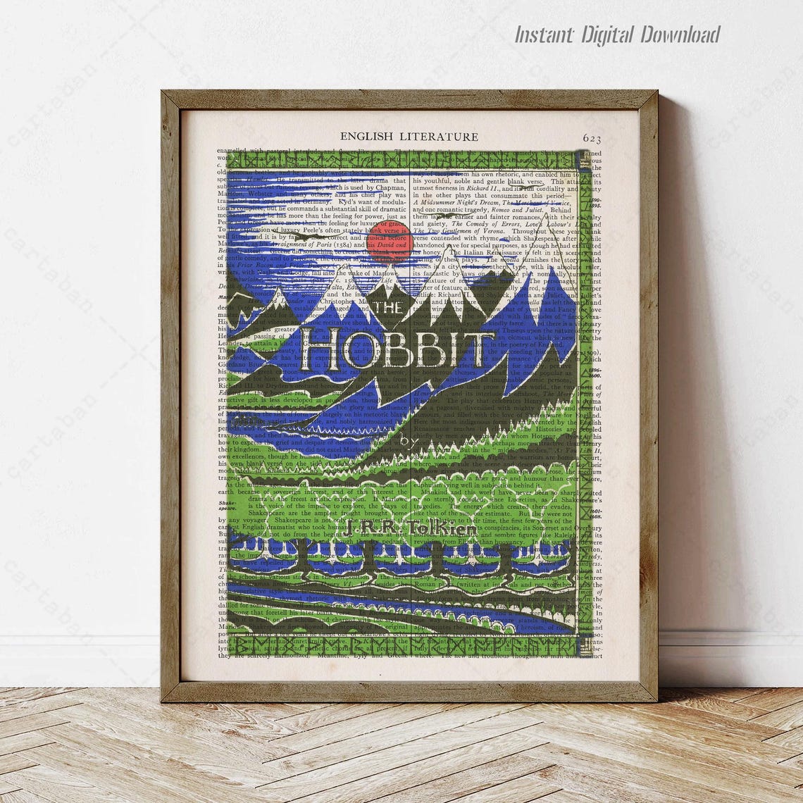 The Hobbit J R R Tolkien Cover Art Fantasy Mountain Landscape Print