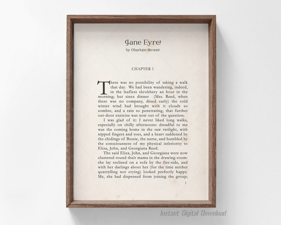 Jane Eyre Charlotte Bronte First Page Chapter One Classic Novel Poster - Image 4