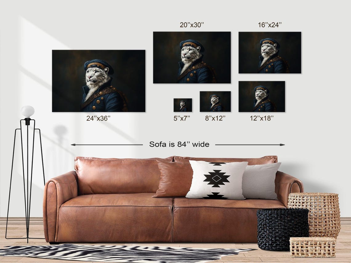 Snow Leopard Sea Captain Portrait Naval Officer Animal Art Poster - Image 3