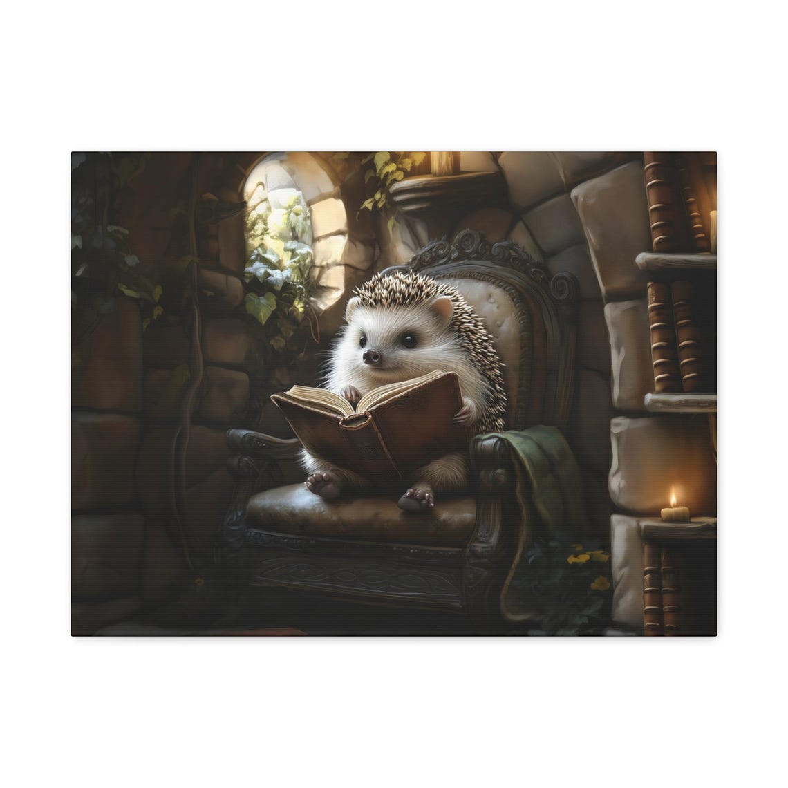 Reading Hedgehog Maximalist Eclectic Victorian Print Bold Altered Animal Portrait Fantasy Fun Colorful Renaissance Rustic Art - Image 2