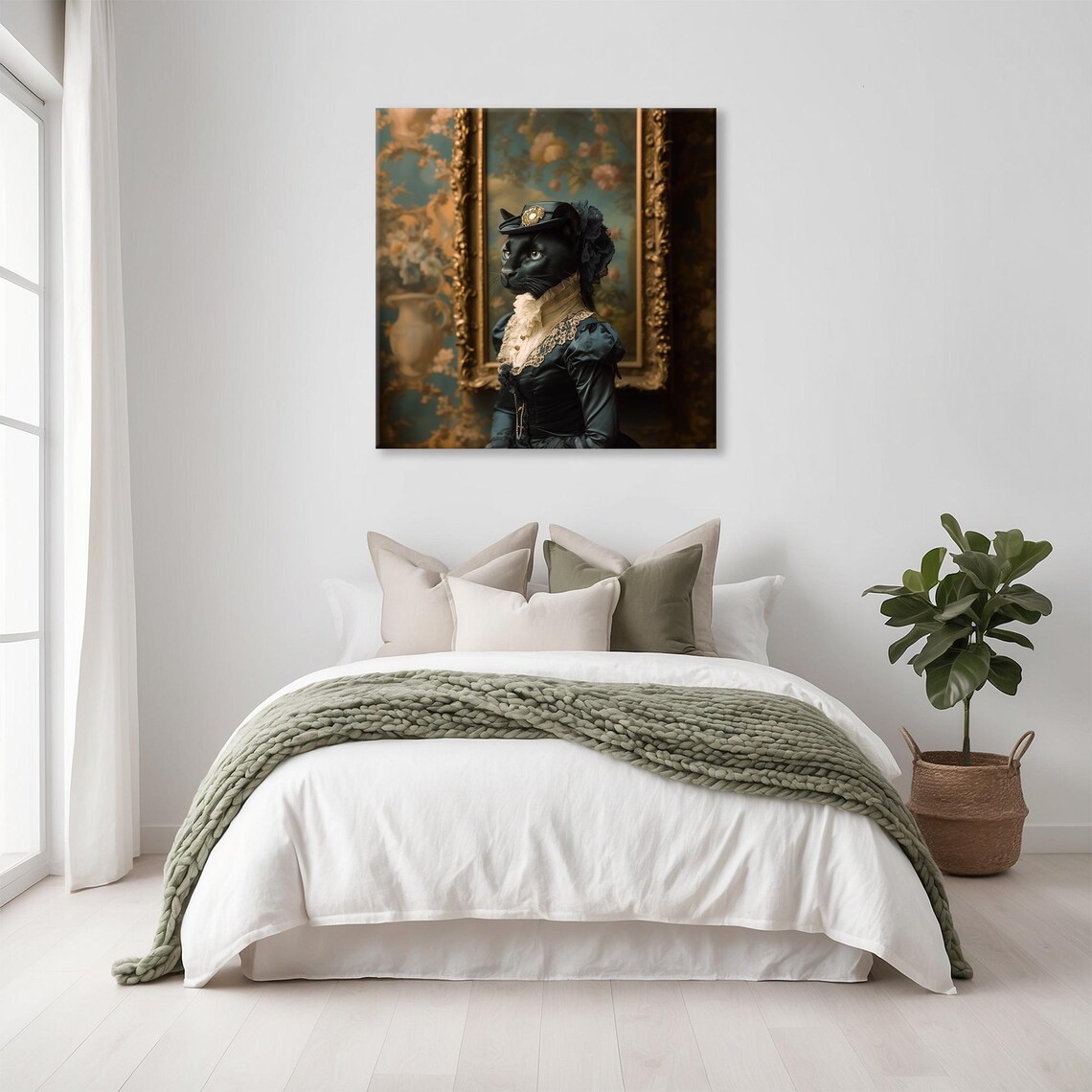 Black Panther Lady Victorian Gown Portrait Elegant Animal Art Poster