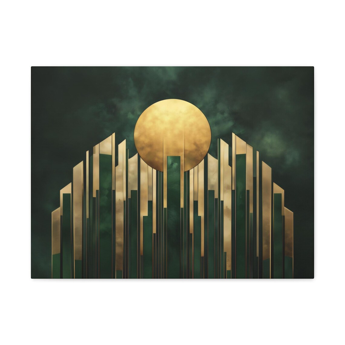 Art Deco 1920s Green and Gold Geometric Print - Image 3