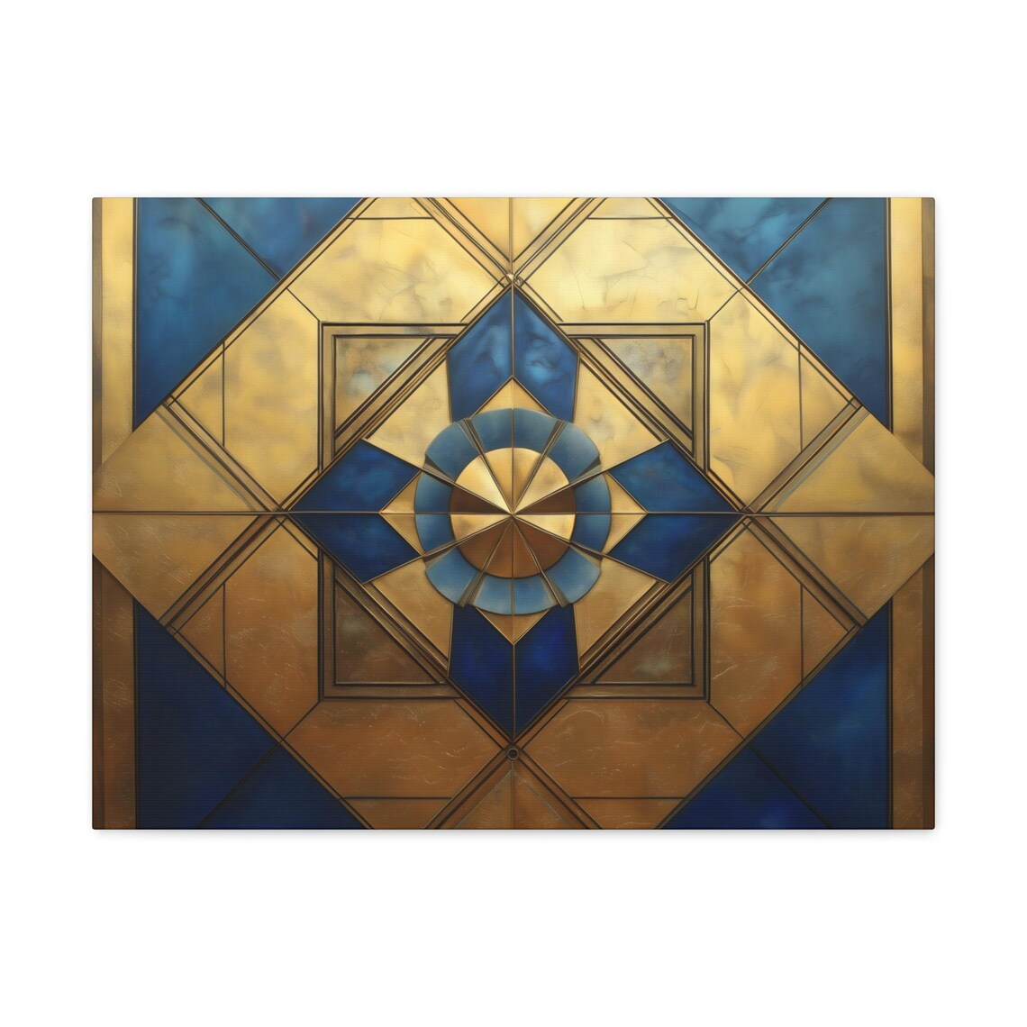 Art Deco Blue Gold Medallion Square Geometric 1920s Luxe Art Poster - Image 3