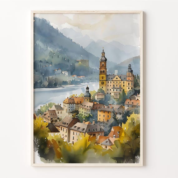 Heidelberg Cityscape Watercolor Art Print, Germany