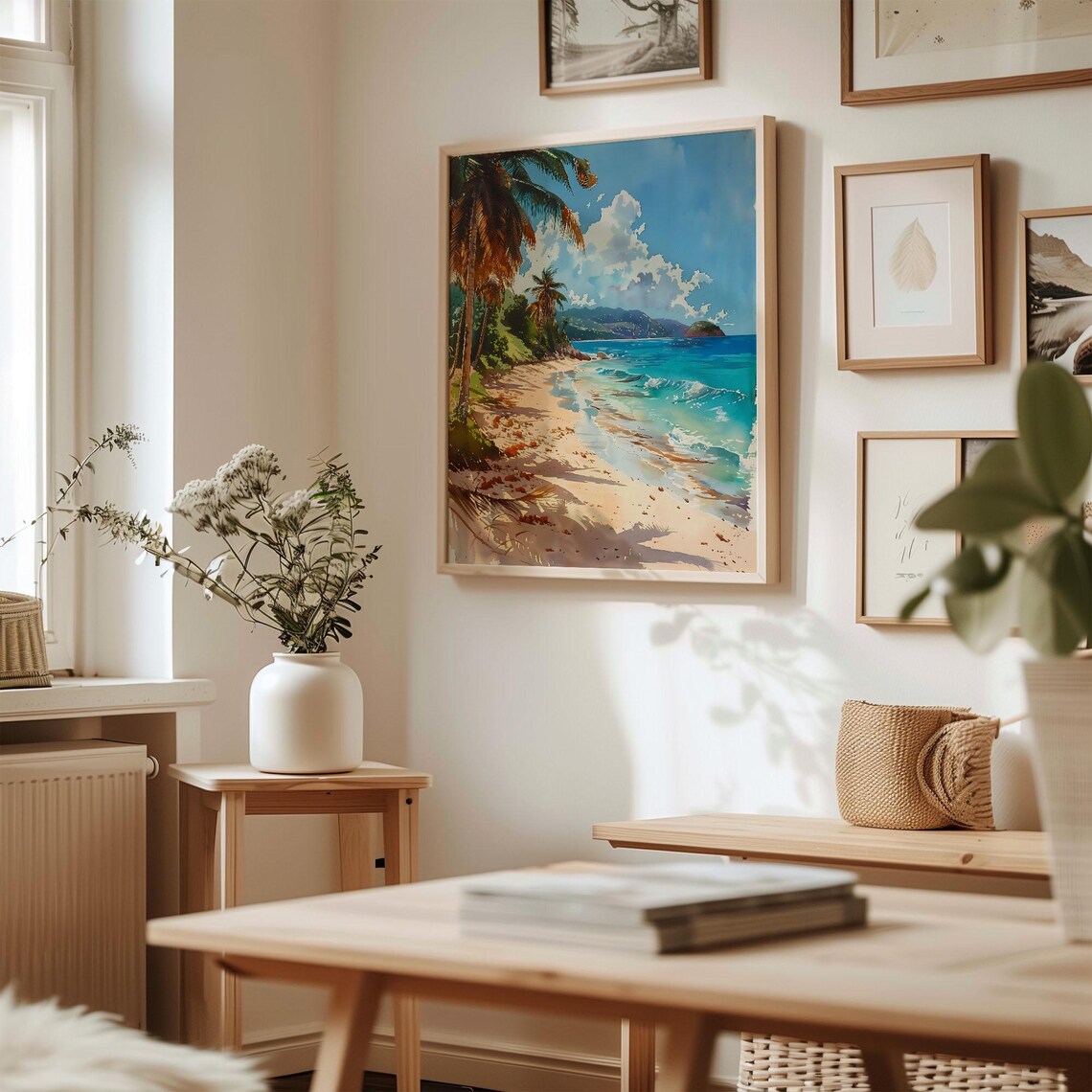 Belize Caribbean Turquoise Sea Beach Watercolor Painting Poster - Image 3
