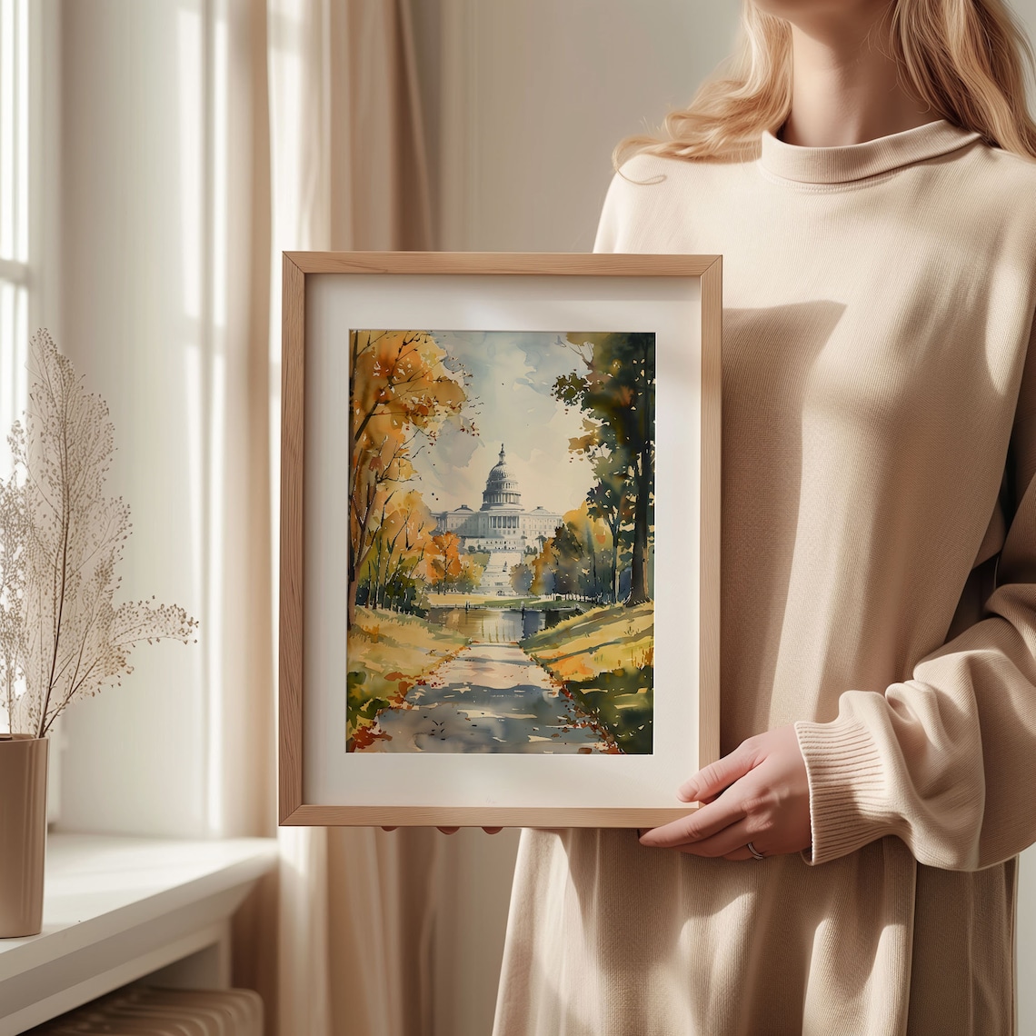 Washington DC Watercolor Cityscape Travel Poster - Image 2