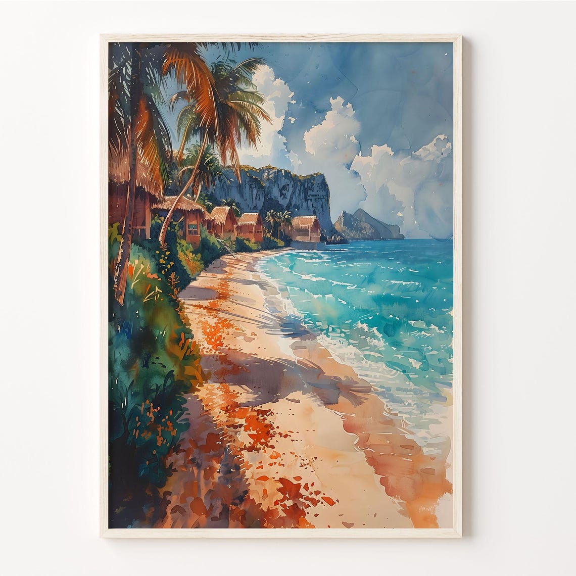 Cancun Mexico Tropical Beach Palms Turquoise Water Travel Poster