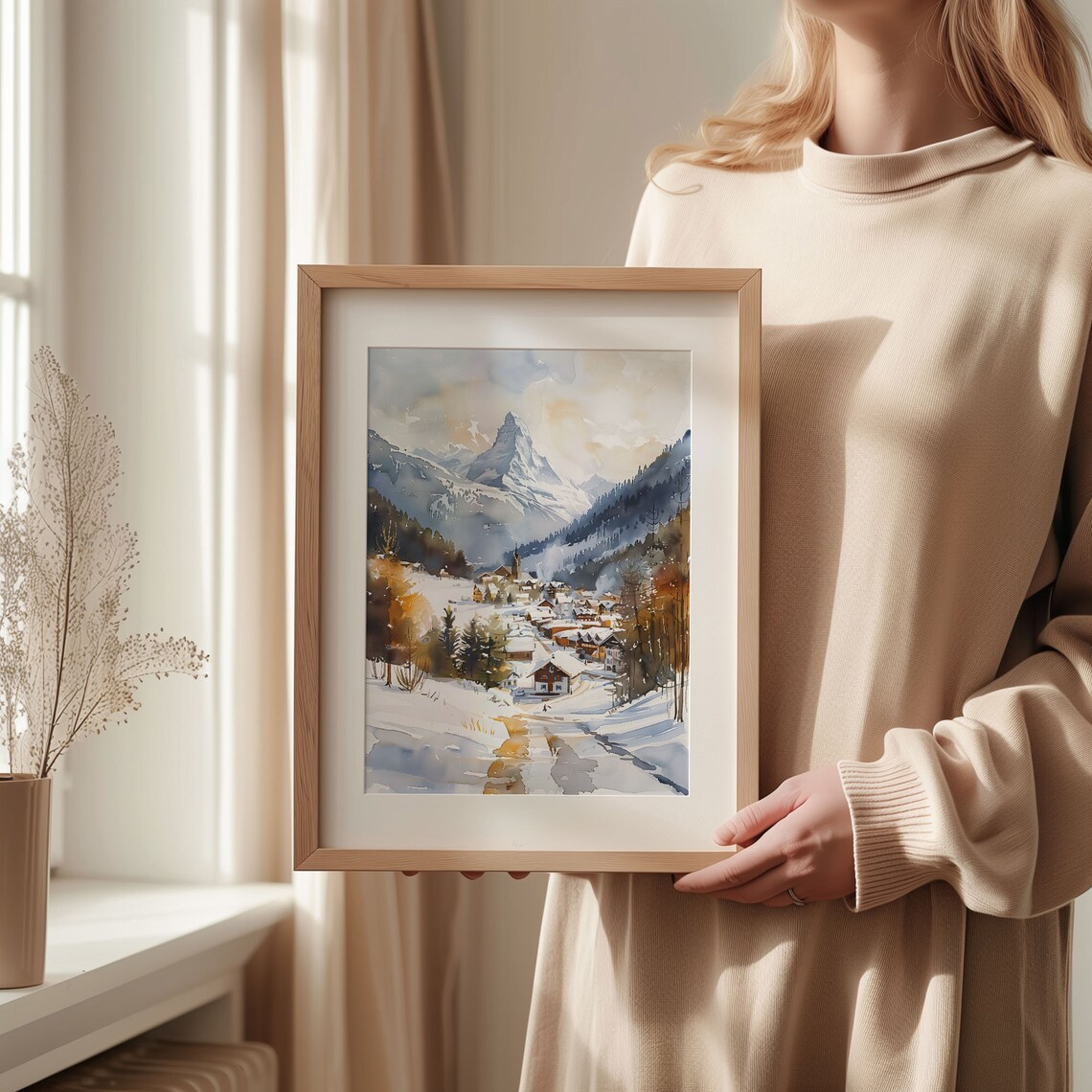 Zermatt Watercolor Travel Poster, Switzerland Art Print - Image 2