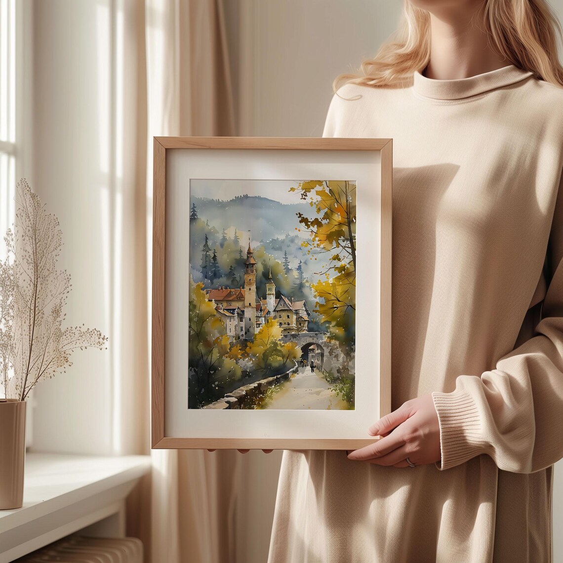 Brasov Watercolor Travel Poster, European Cities Print - Image 2
